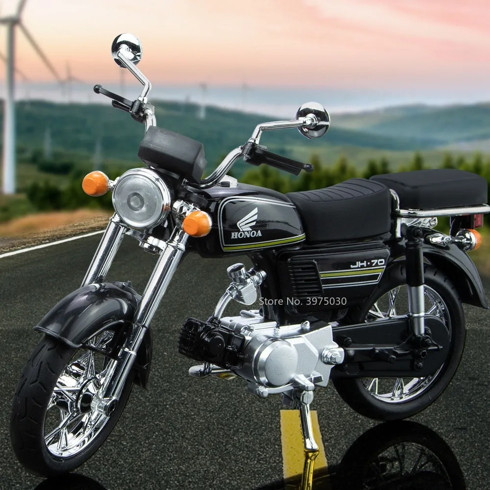 1/10 Scale Honda JiaLing JH-70 Alloy Classic Motorcycle Toys Diecast Simulation Metal Motorcycle Sound and Light Model Kids Gift