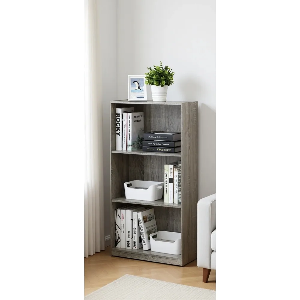 

Трехуровневая открытая книжная полка 9x22x40 дюймов, деревянная отделка, для гостиной, спальни, офиса, для хранения вещей