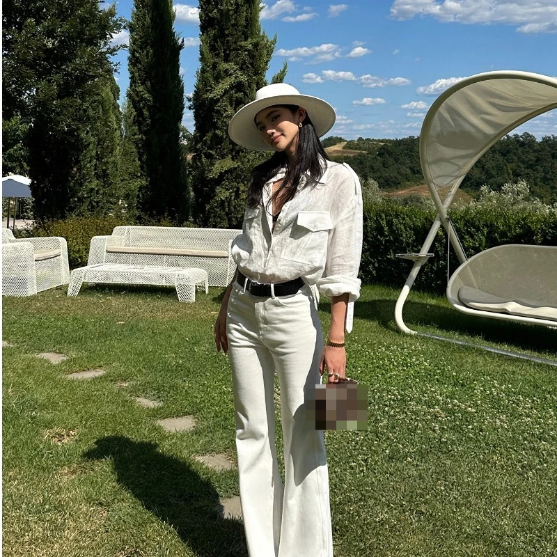 2026 Spring New Hot Selling Slimming Design Horn Cut Cotton Solid Color Pants for Women