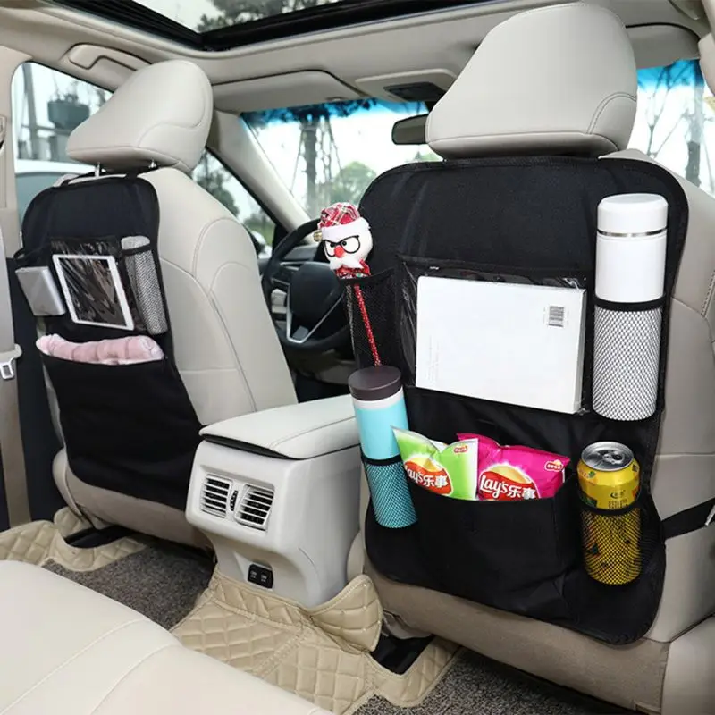 F62D Car Backseat Bag Holder Auto Storage Pockets Cover Car for Seat Back Protectors for Trip Kids Travel