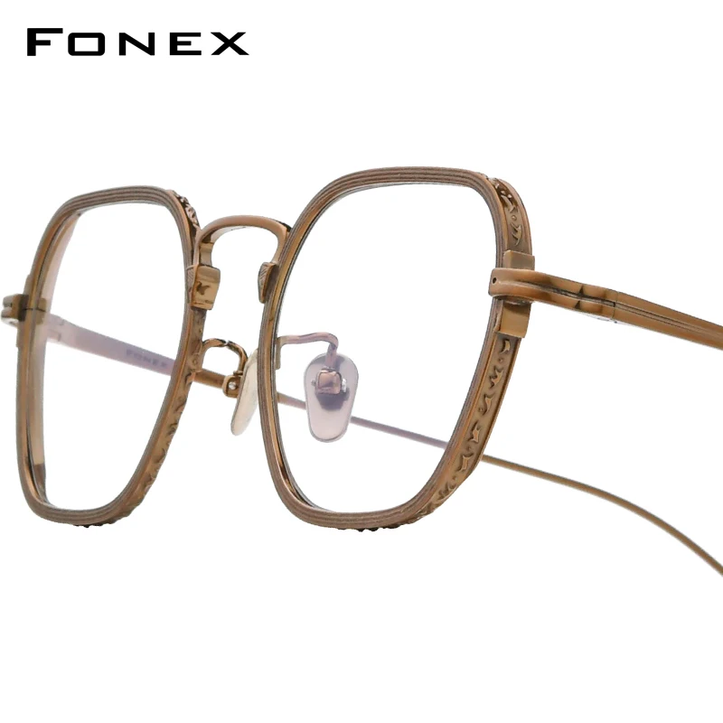 FONEX Pure Titanium Glasses Frame Men Luxury Brand Design Retro Vintage Square Eyeglasses Japanese High Quality Eyewear KJ53
