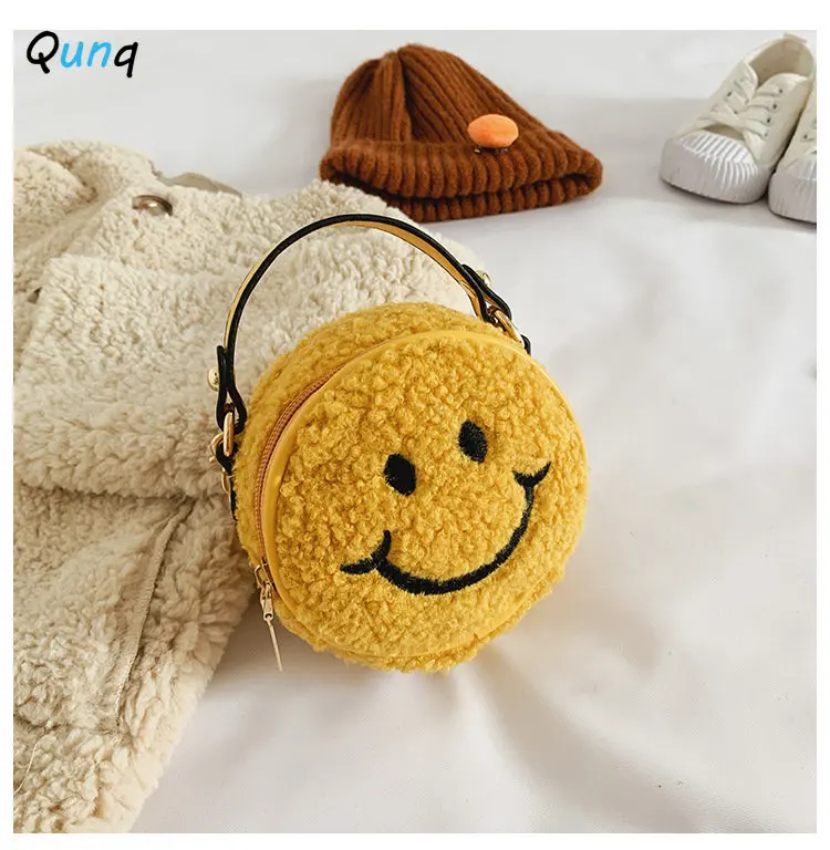 Qunq 2023 Girls Fashion Plush Chain Breathable Zipper One Shoulder Cross-Body Kids Backpack Lovely Princess Bag Holiday Gift