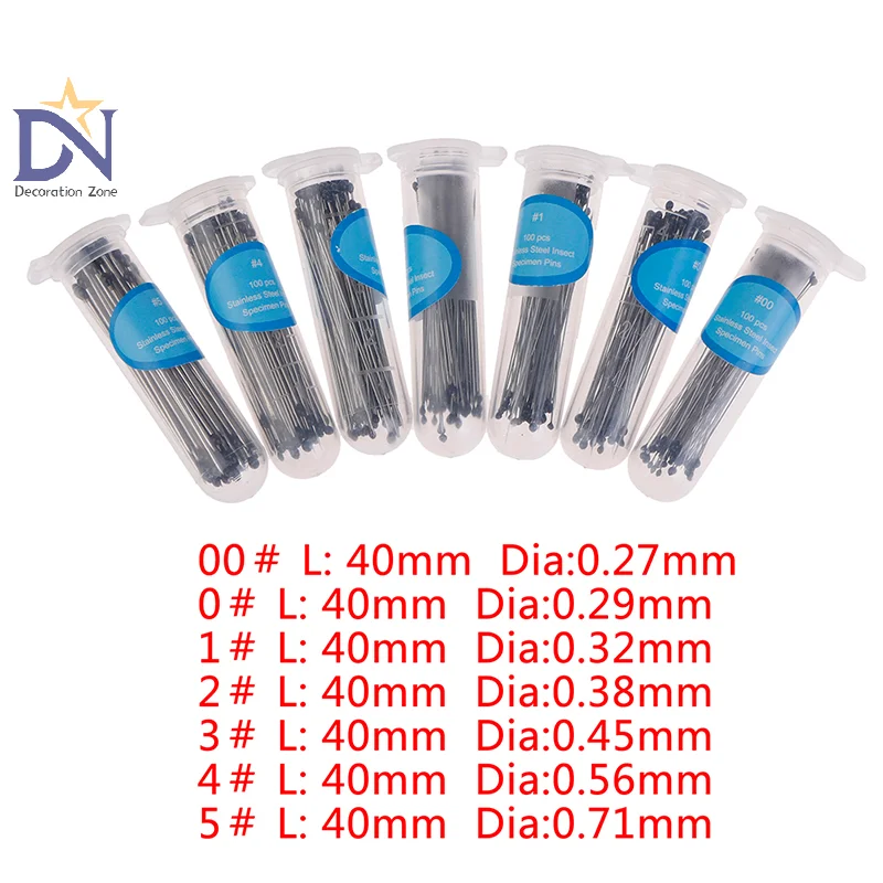 100Pcs Insect Pins Specimen Needle Stainless Steel for School Lab Entomology