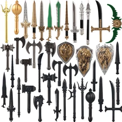 MOC Medieval Figures Accessories Building Blocks King Soldier Bicolour Shield Trident Axe Spear Bow Arrow Anime Series Brick Toy