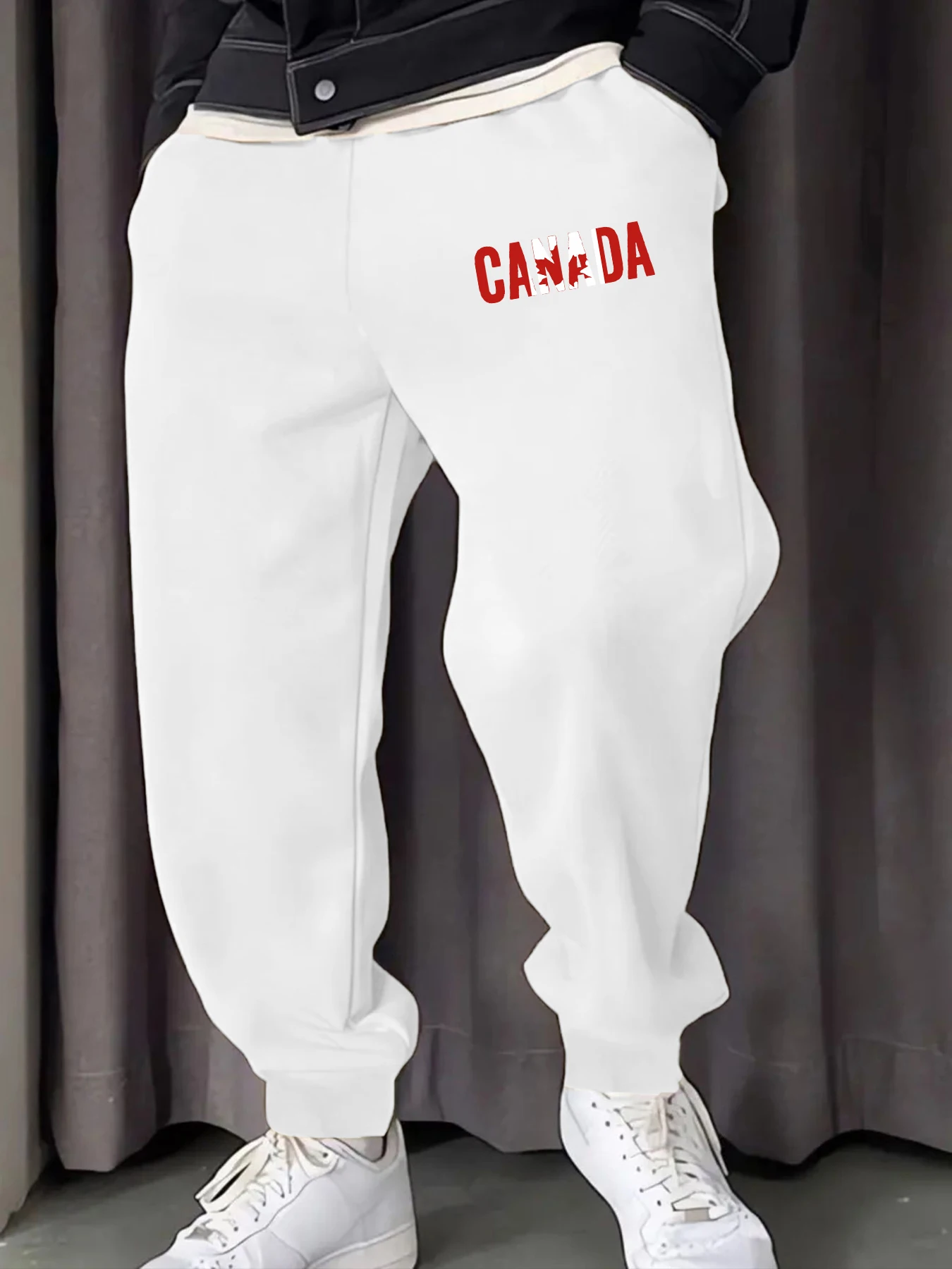 

Canada Maple Leaf Printed Men Sweatpant Sports Basic Trousers Fashions Elastic Waist Pants Autumn Drawstring Unisex Pant
