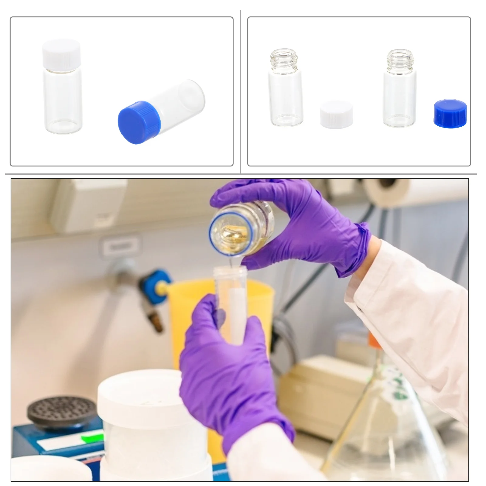 

Mini Glass Bottles Sample Lab Chmical Storage Refillable Reagent Container Empty Tiny Seal
