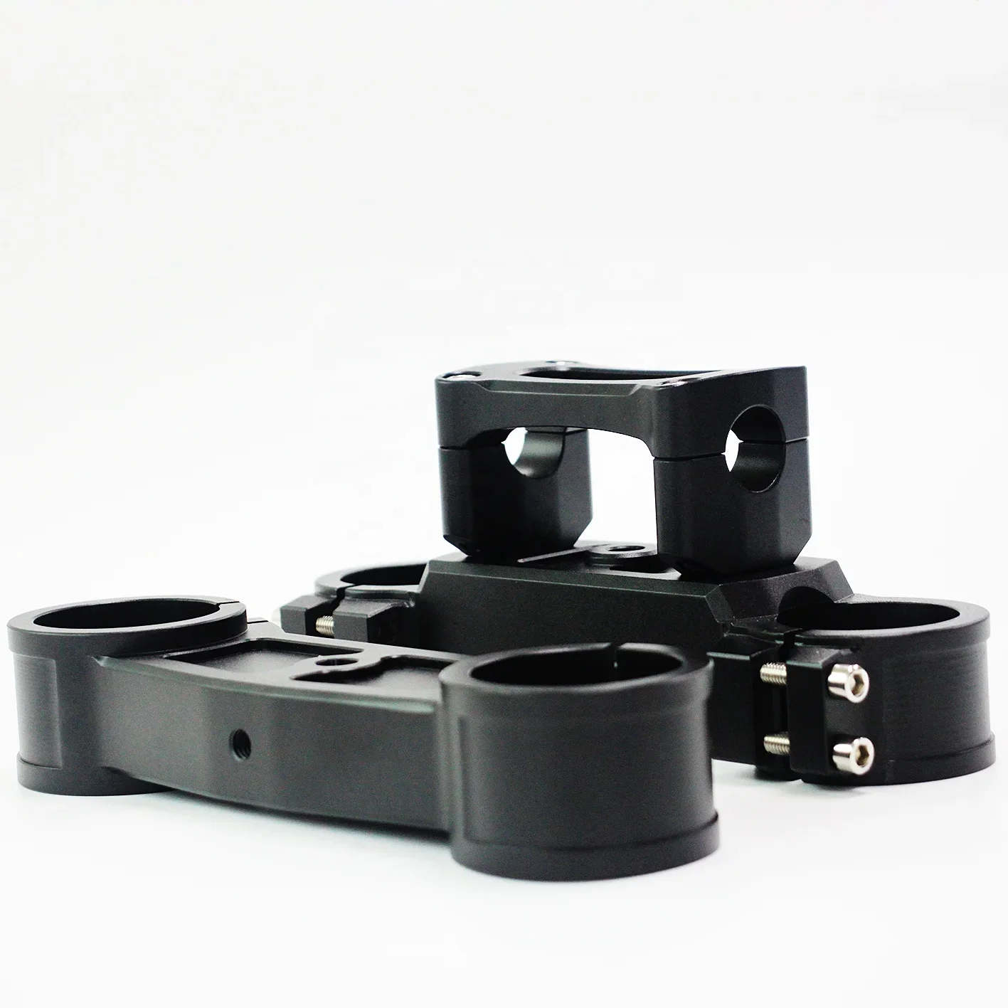 High Quality CNC Machining Products Black Anodized Aluminium Motorcycle Triple Tree Clamps Parts Motorcycle Parts