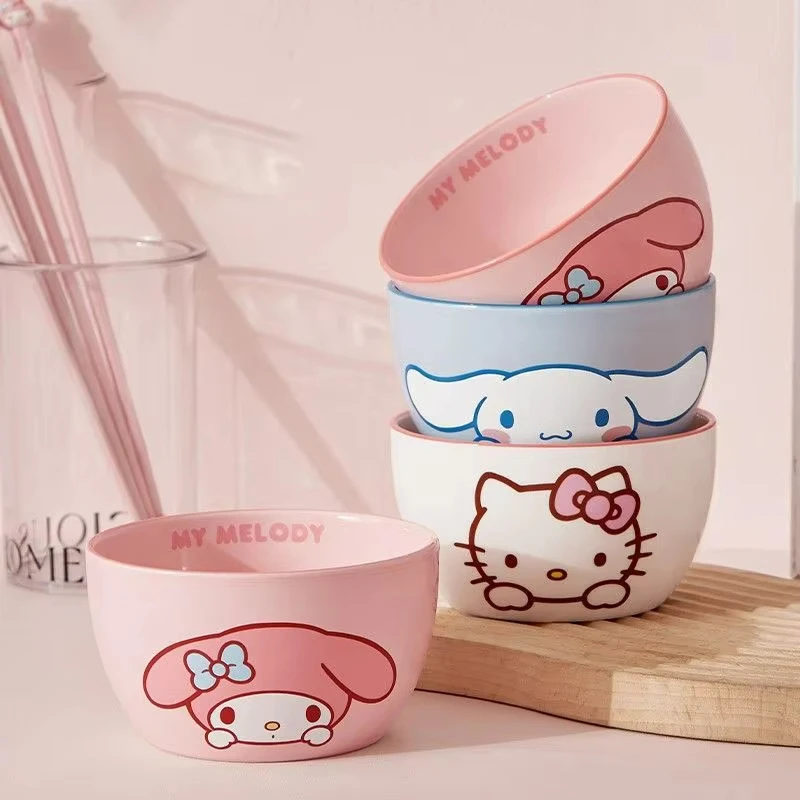 

Hello Kitty Kawaii Anime Sanrio Ceramic Bowl Household Bowl Kulomi Cute Cartoon Children High Beauty Tableware Y2K Gifts Toys