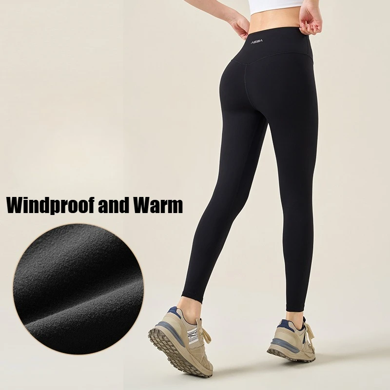 Winter Legging Thicken Lined Yoga Pants Fleece Sports Pants High Waisted High Elastic Trousers Daily Casual Wear Autumn/Winter