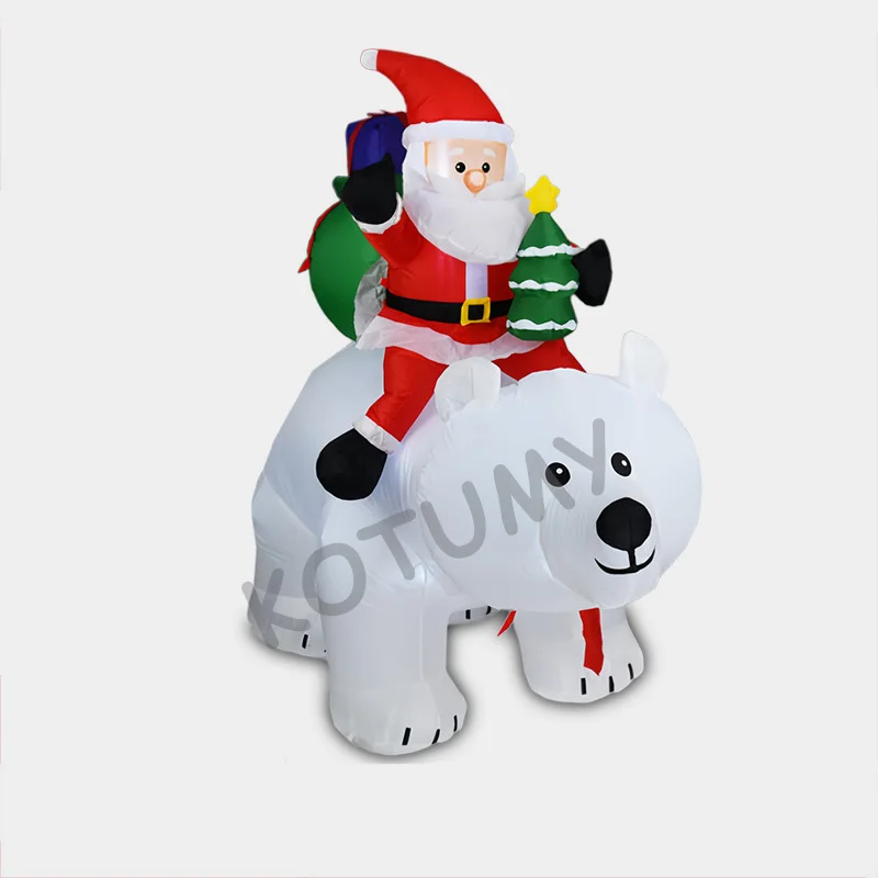الدب المتحرك سانتا عيد الميلاد نفخ ساحة الزينة في الهواء الطلق مع ضوء LED تفجير ديكور المنزل في الهواء الطلق عطلة