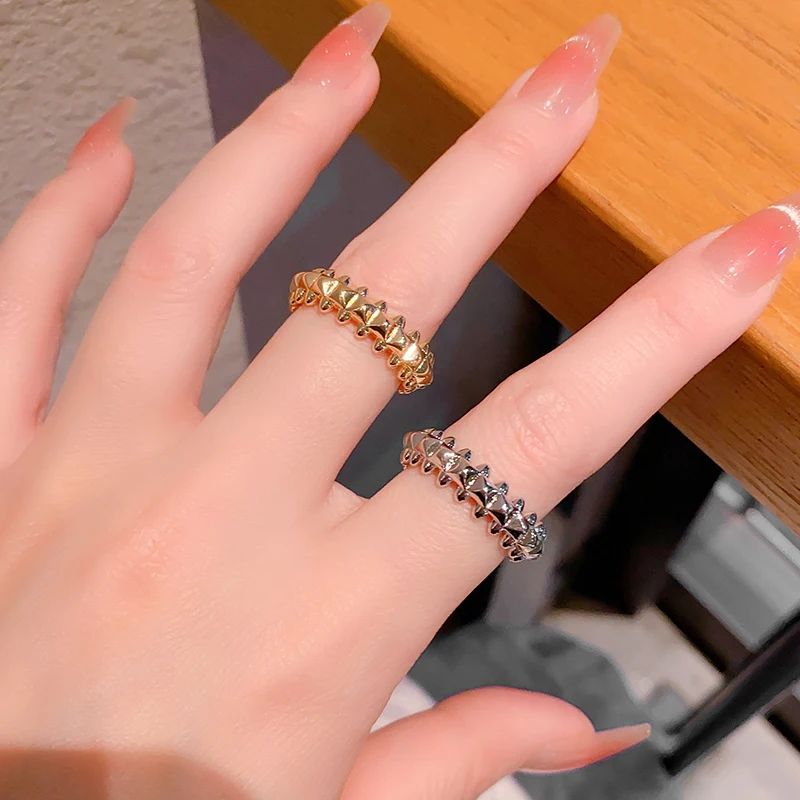 Nice Charm Adjustable Open Luxury Zircon Bracelet Female Cold Wind Personality Fashion Screw Punk Bangle Ring Set Luxury Jewelry