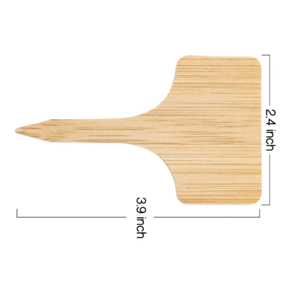 100Pcs Natural Boxwood Plant Labels T-Shape Weatherproof Garden Stakes With Marker Pen For Succulents Herbs Vegetables Outdoor