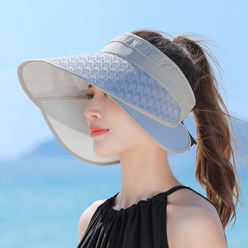 Women Summer Foldable Anti-uv Beach Hat Solid Color Stretchable Large Wide Brim Sun Hat Ladies Sunscreen Cap Female Travel Caps