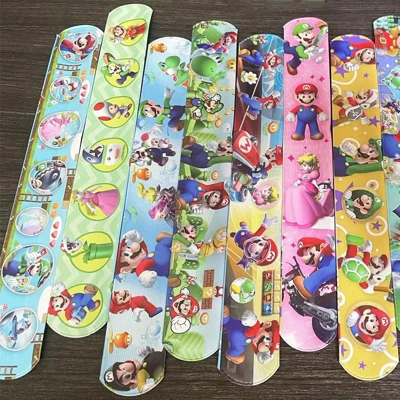 Super Mary Series Wrist Strap Mario Bros Luigi Children Clap Ring Slap Bracelets Toys Snapping Kids Birthday Gift Party Product