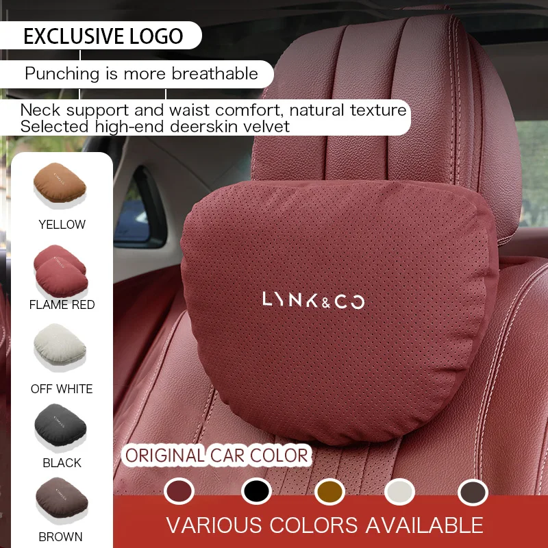 Car Headrest Lumbar Support Pillow Spine Neck Pillow Seat For LYNKCO 01 02 03+ 04 05 06 07 08 PHEV 09 MHEV 2024 Accessories Logo