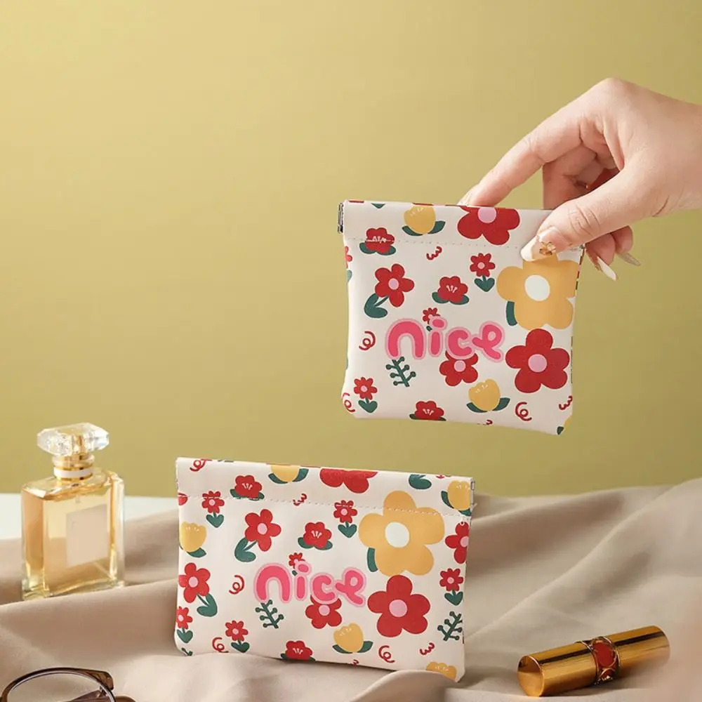 新しい自動閉鎖ミニ化粧品バッグ漫画パターンソフト Pu レザー口紅バッグポータブル旅行収納袋