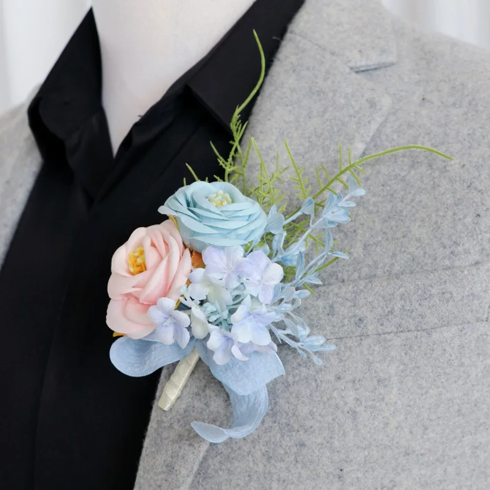 

Classy Silk Rose Flower Head Men Groom Boutonnieres Wedding Party Bridal Gowns Marrige Accessories