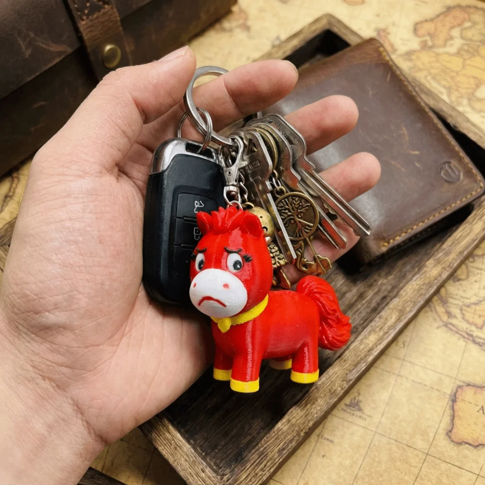 2026 3D Crying Horse Keychain Mascot Take Over The Frown Horse Pendant Lucky Year of Horse New Year Keychain Gift