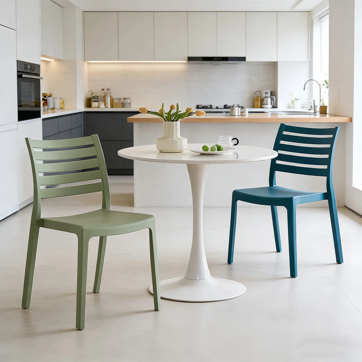 Thickened plastic chair: Home dining chair can be stacked for Nordic restaurants, commercial backrest stools, comfortable