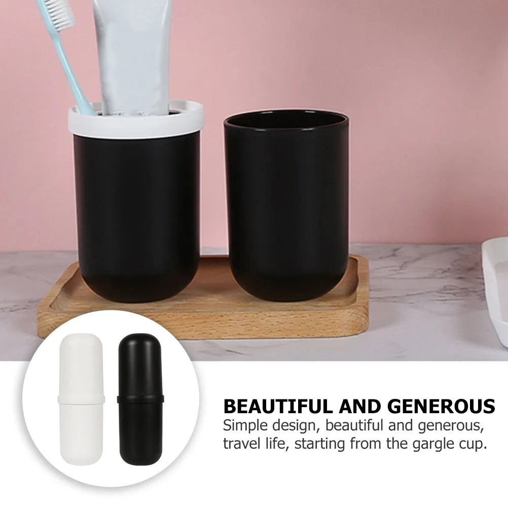 

2pcs Divided Design Storage Cases Portable Travel Toothbrush Cups High-Quality Material Space-Saving Bathroom Wash Cups