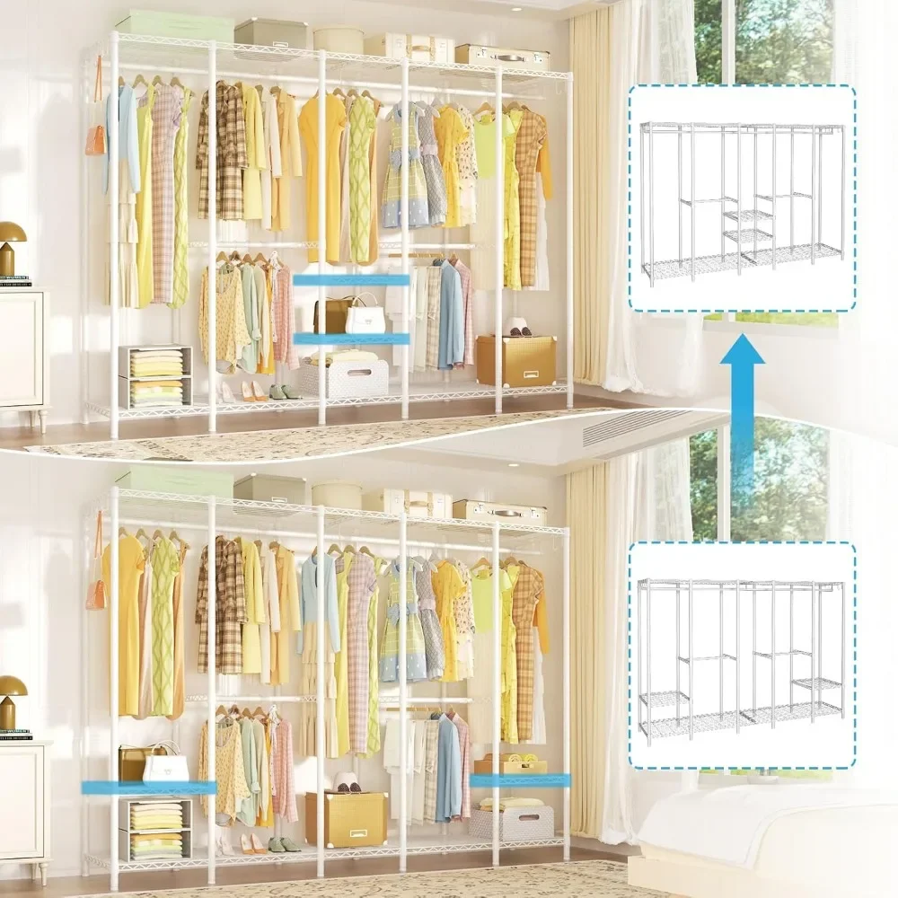 Perchero de ropa de alta resistencia, estante de armario portátil Extra grande independiente, bastidores de ropa para colgar ropa