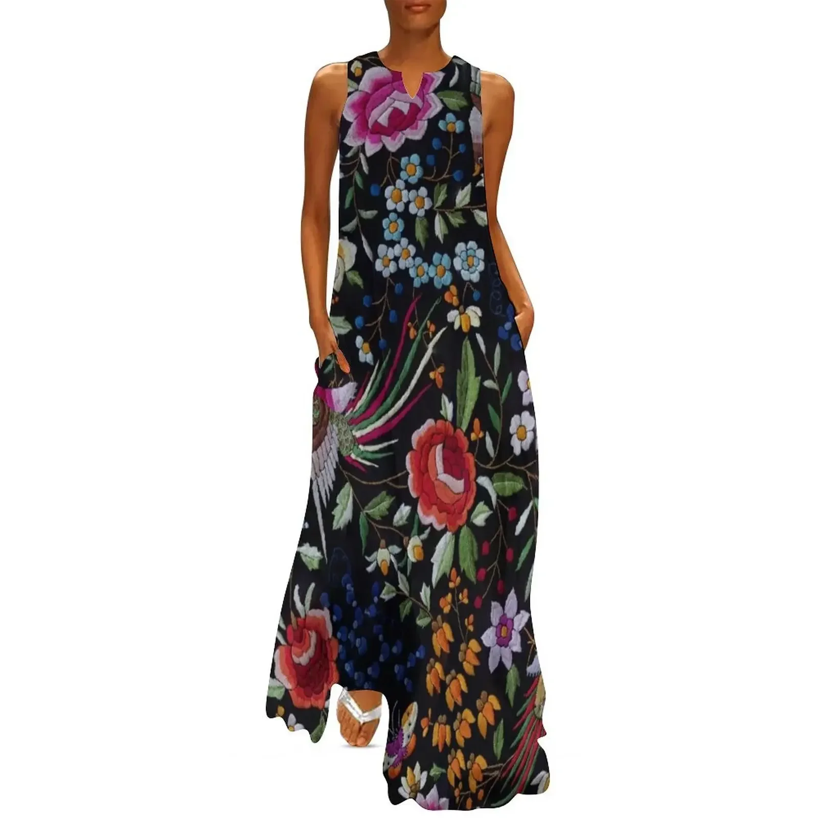 

Spanish flamenco manton shawl motif Long Dress Party dresses for women dress for women summer sexy dress for women