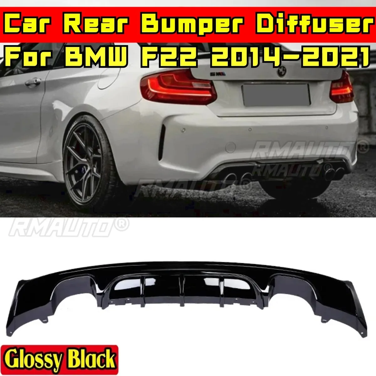 

F22 Rear Bumper Diffuser Glossy Black MP Style Car Rear Bumper Guard Splitter Body Kit For BMW F22 2014-2021 Car Accessories