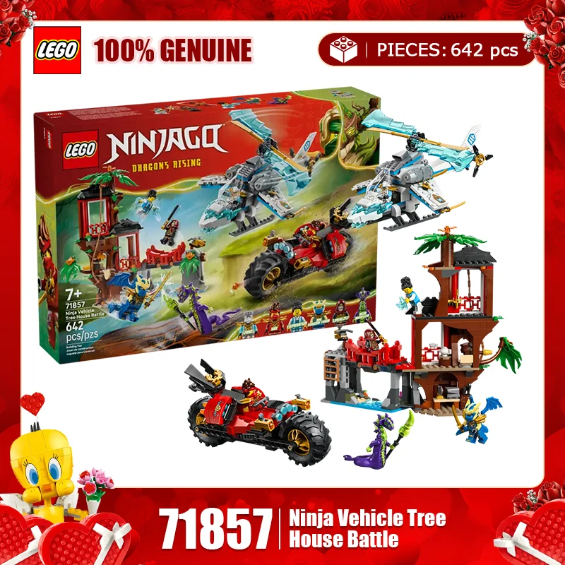 

Конструктор LEGO серии Phantom Ninja 71857: Дуэль ниндзя на танках и в домике на дереве, детская развивающая игрушка-головоломка, подарок