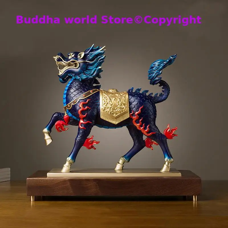 

TOP Collection Auspicious talisman Business GIFT Home company Career Success GOOD luck Royal Dragon QILIN handmade bronze ART