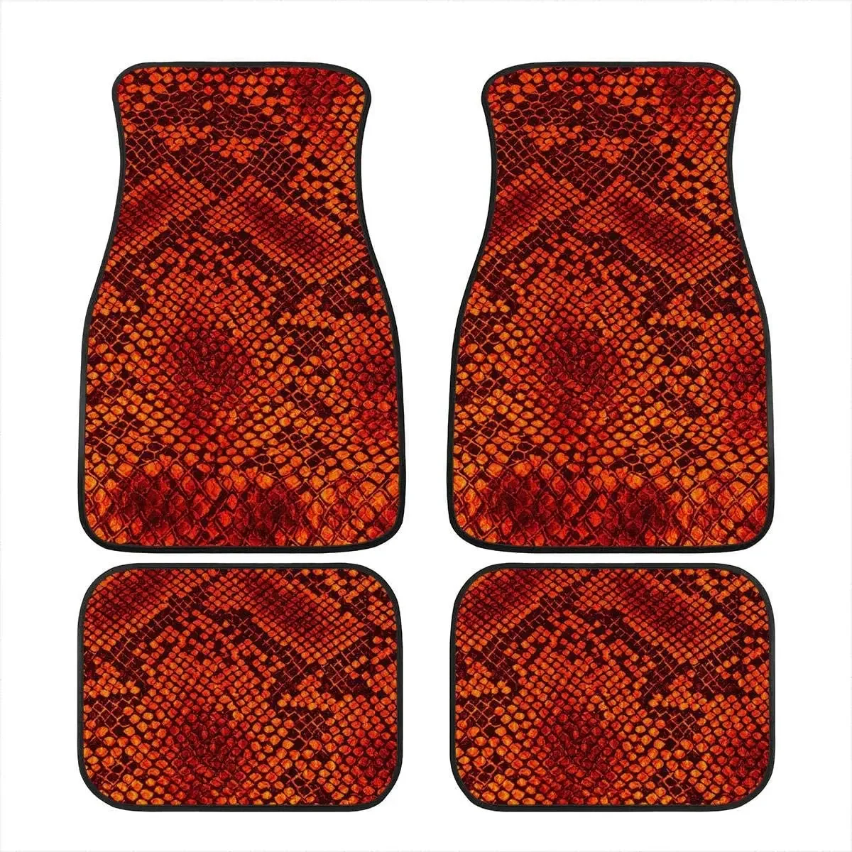 Black Snake Pattern 4 Piece Car Floor Mats Custom Fit All-Weather Covered Car Mat Carpet Floor Auto Mats