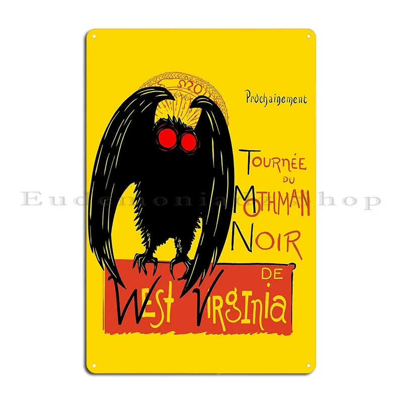 Mothman Noir Mashup Gethoppedwv Metal Plaque Poster Personalized Garage Home Living Room Cinema Tin Sign Poster