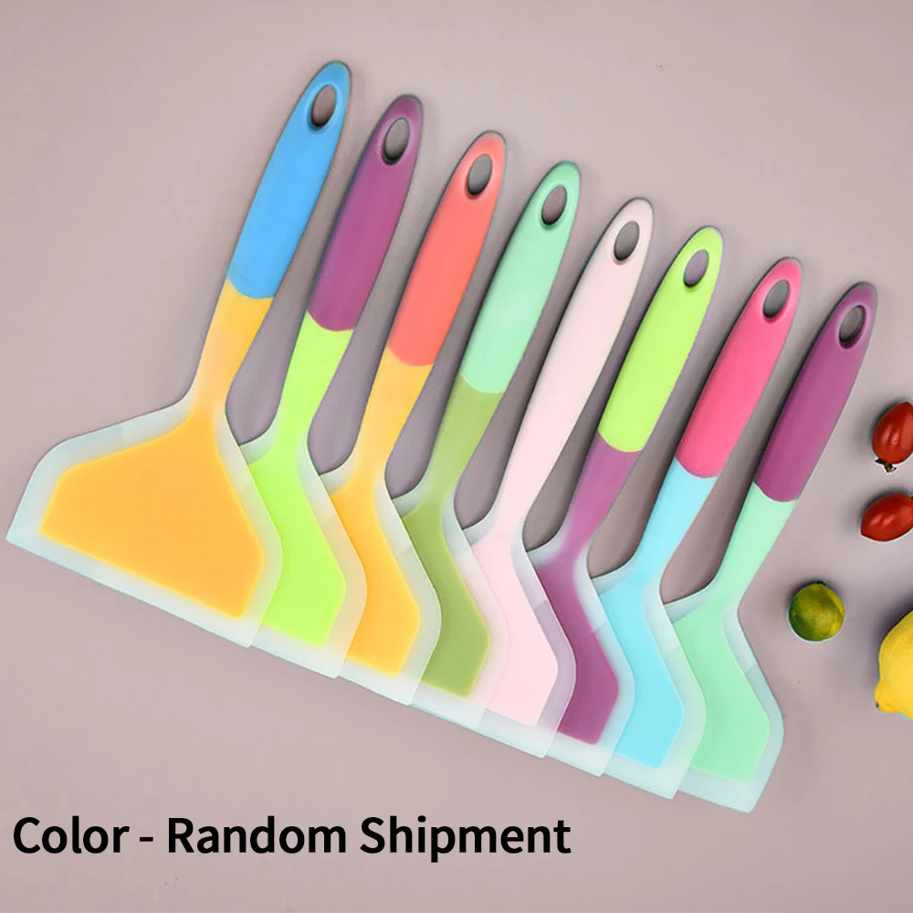 1PCS Silicone Kitchen Ware Cooking Utensils Spatula Beef Meat Egg Kitchen Scraper Wide Pizza Cooking Tools Shovel Random Color