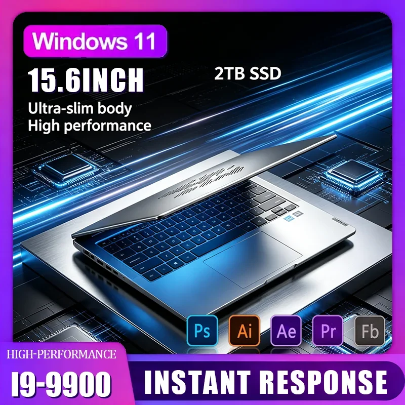 Ultra Slim 15.6 Inch Business Laptops Notebook PC Intel  Core i9-9900 32GB RAM 2TB SSD For Office Games Computer lag-free