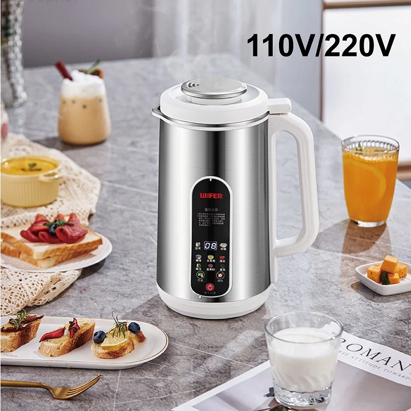 110V/220V Electric Soy Milk Machine Appointment Wall Breaking Machine Juicer 304 Stainless Steel Food Process Multifunction 1.2L