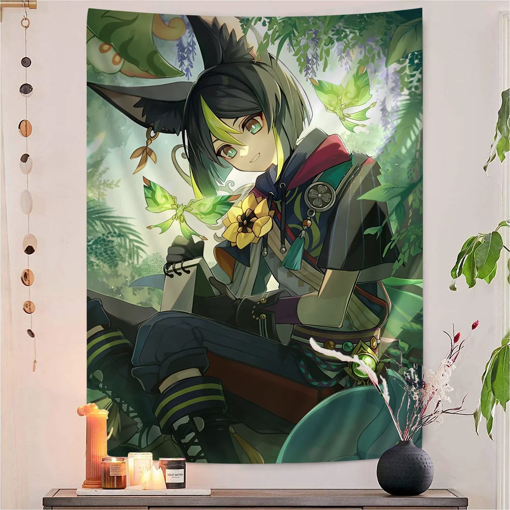 

Tighnari Genshin Impact Anime Tapestry For Living Room Home Dorm Decor Home Decor