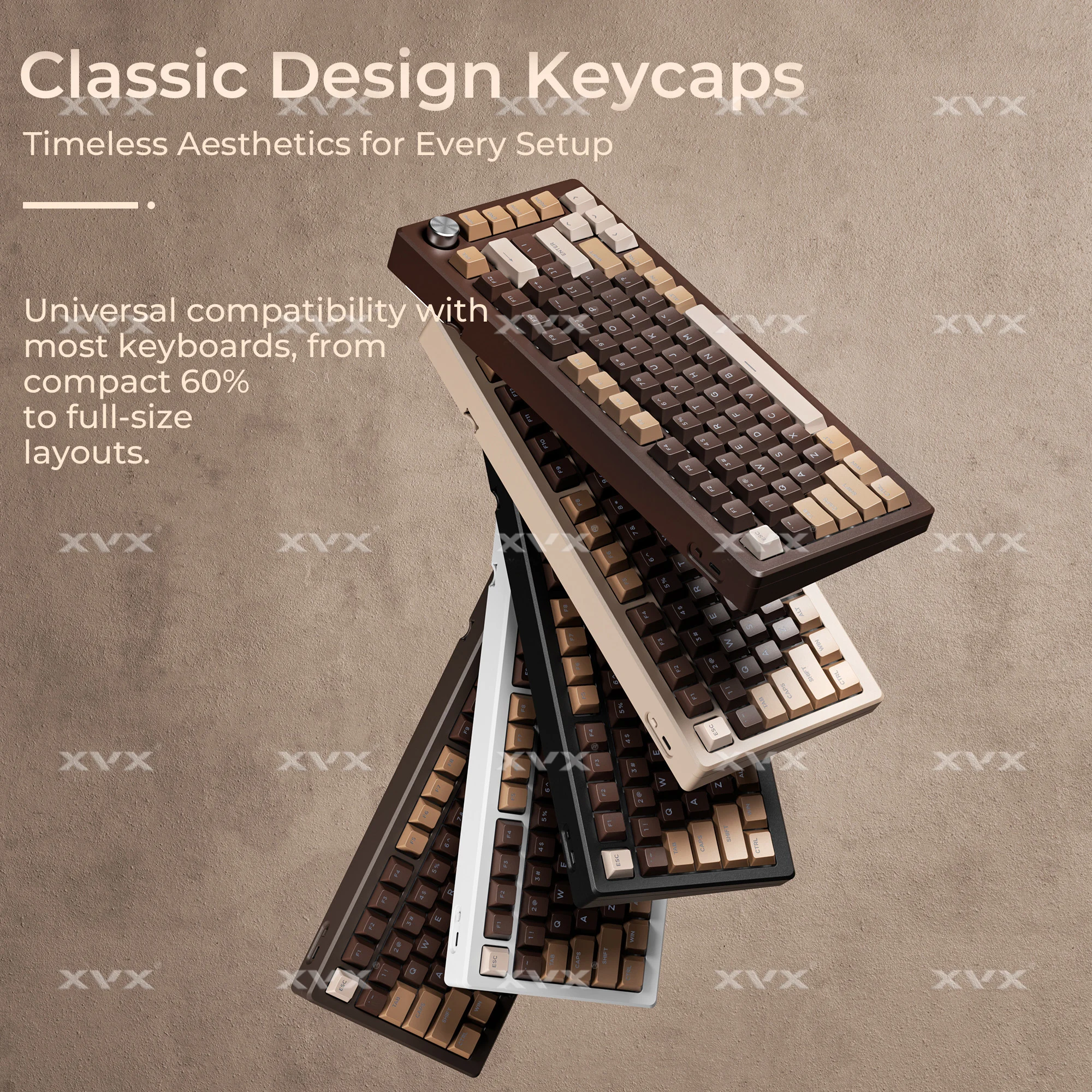 XVX PBT Double Shot Keycaps Cherry Profile Chocolate Style Shine Through Cherry MX Swtiches Backlight Bruine Keycaps 133 toetsen