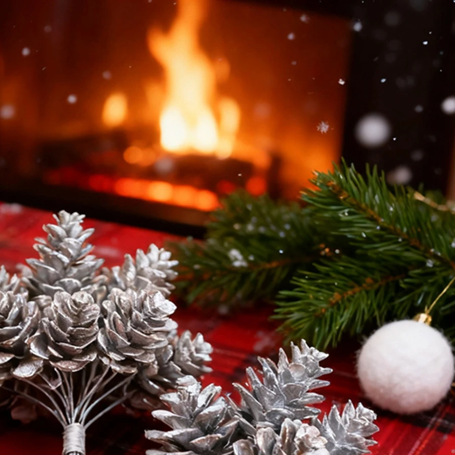 

1Pc Gold Silvers Christmas Pine Cone Artificial Plants Gifts Wedding Decorative Flowers Home Decor For Dining Table Centre Vases