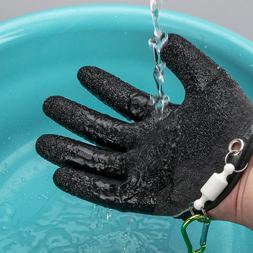 Guantes de pesca antideslizantes que protegen la mano de rasguños de pinchazos, guantes de caza profesionales de látex para pescar, izquierda y derecha