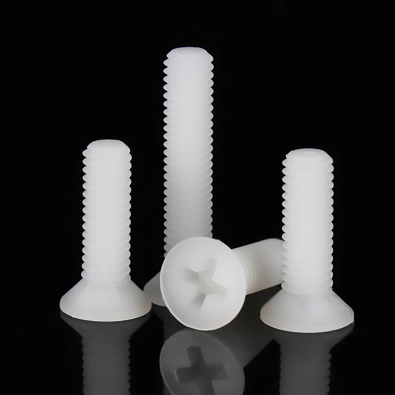 20/ 50pcs M2 M2.5 M3 M4 M5 M6 M8 Black/ White Nylon Head Screws Plastic Cross-head screw Flat Head Bolts length: 4~ 40mm