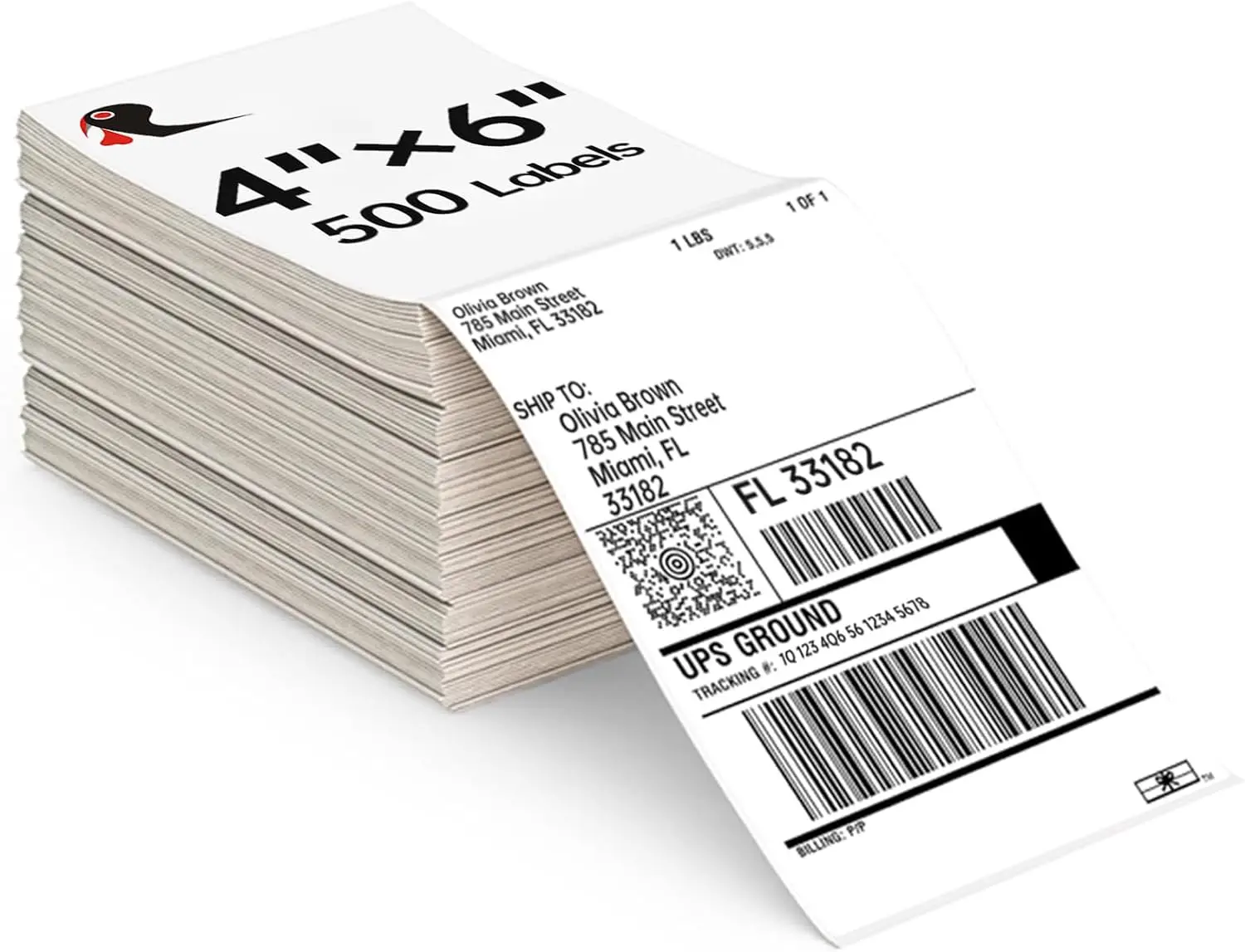 4x6 Thermal Labels 500/Stack, Shipping Thermal Labels 4x6 Fanfold Compatible with Rollo, Zebra, MUNBYN Printers (Commercial Grade)