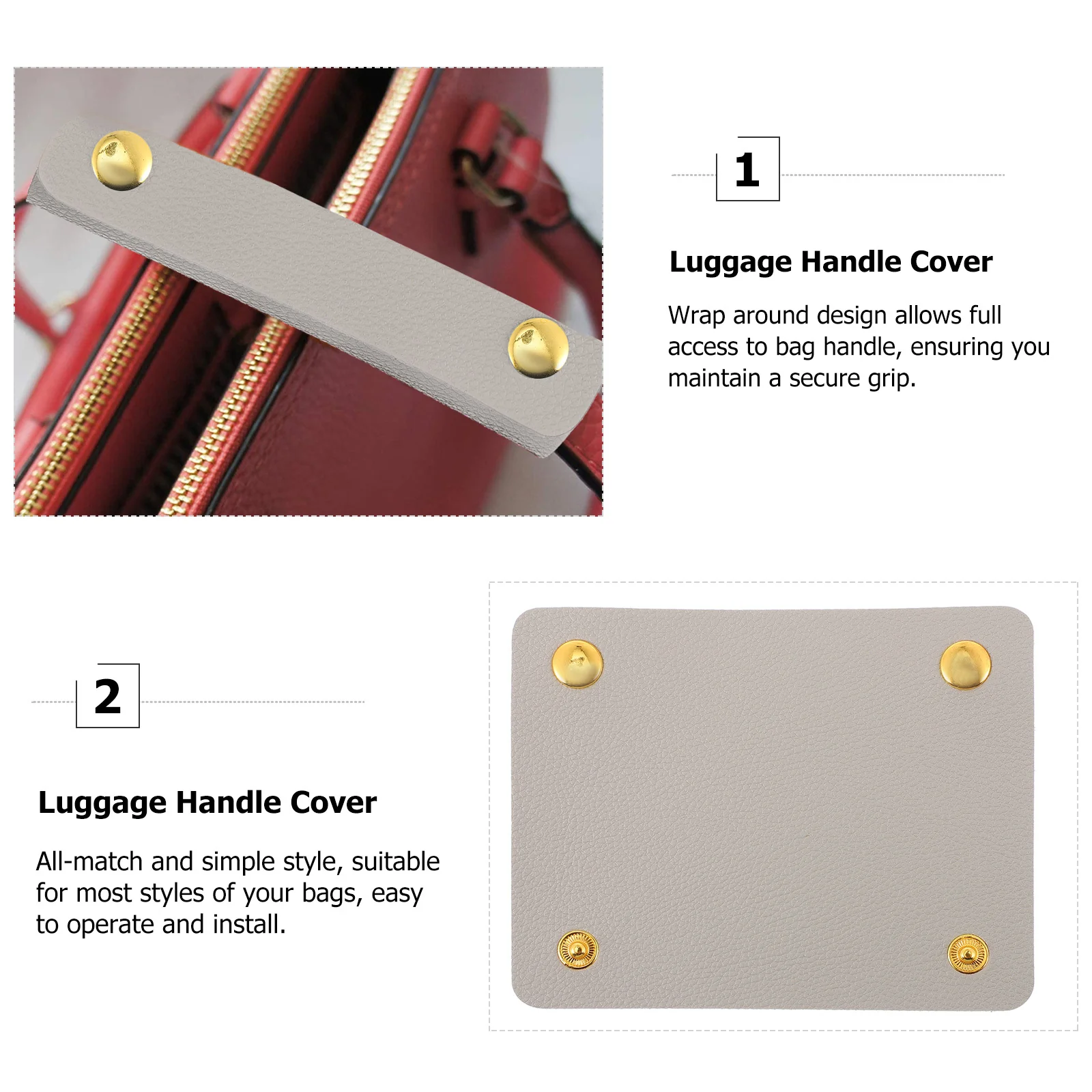 

1pc Luggage Handle Cover Pu Protective Wrap For Handbag Baggage Grip Suitcase Shopping Tote Handle Cover Teaching