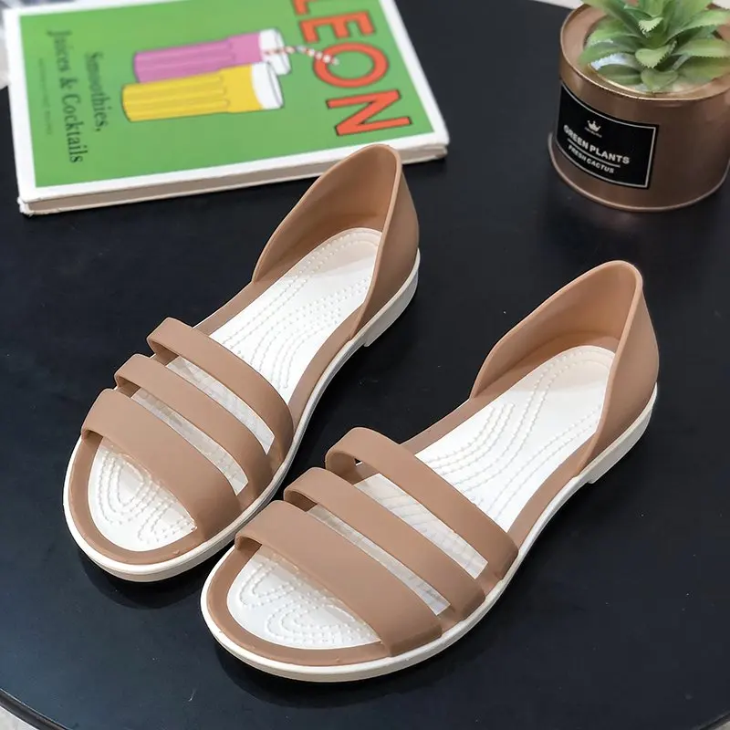 Summer Sandals Women 2023 New Fashion Simple Round Head Solid Candy Color Open Toe Versatile Square Heel Women\'s Shoes