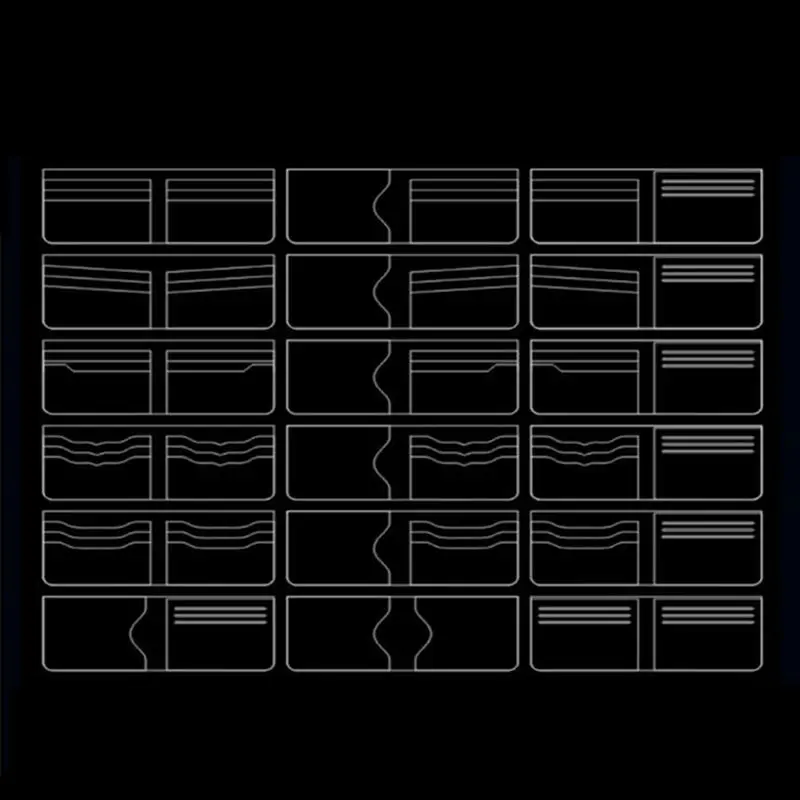 Short Wallet Leather Crafting Stencil Bulk Set of 13Pcs Well Cutting Practical Stencil Templates for Craft Wallet DIY Dropship