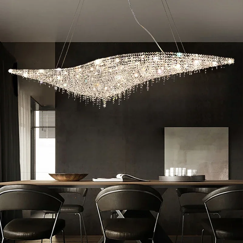 Crystal Bead Pendant Lights Post-modern Chrome Lighting Fixture Hanging Lamp for Ceiling LED Lustre Home Decor lamparas