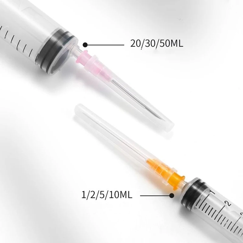 Seringa Plástica Descartável com Agulha, Solução de Medição de Recarga para Animais, Laboratório Dedicado, Embalado Individualmente, 1 ml, 2 ml, 5ml