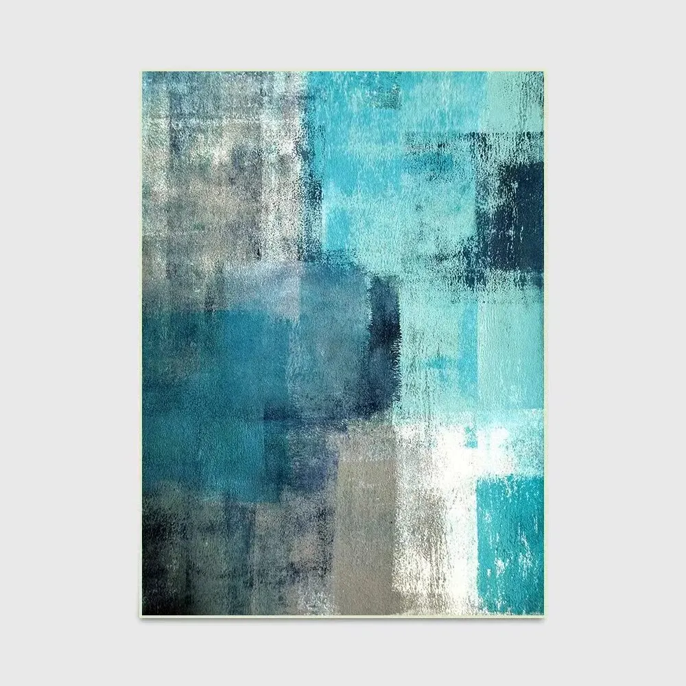 50X80CM Flannel Carpet Fashion Modern Abstract Art Watercolor Blue Grey White Doormat Bedroom Living Room Kitchen Floor Mat