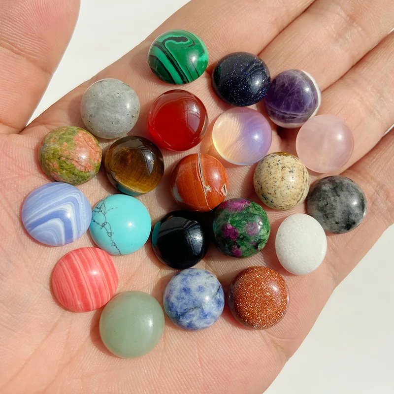 10Pcs/Lot Natural Stone Cabochons Round Bead Setting Cabochon Beads Fit Pendants Rings Earring Necklaces Jewelry DIY Accessories