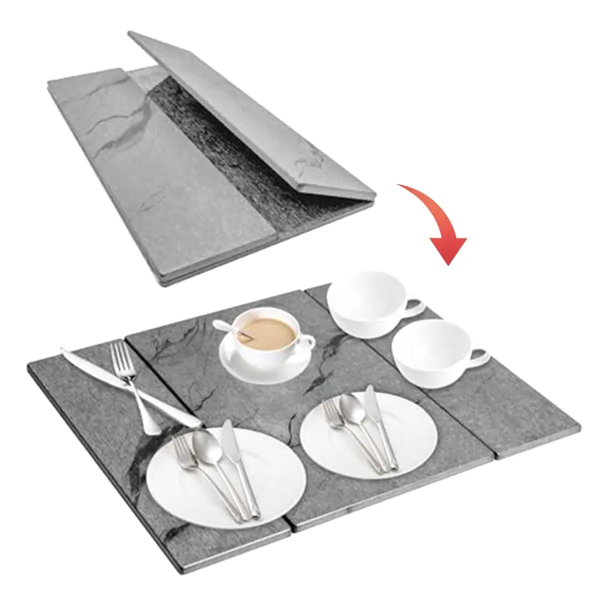 (A02R] Large Stone Dish Drying Mat, Suitable for Kitchen Countertops, Foldable, Quick-Drying, Stylish Diatomaceous Earth