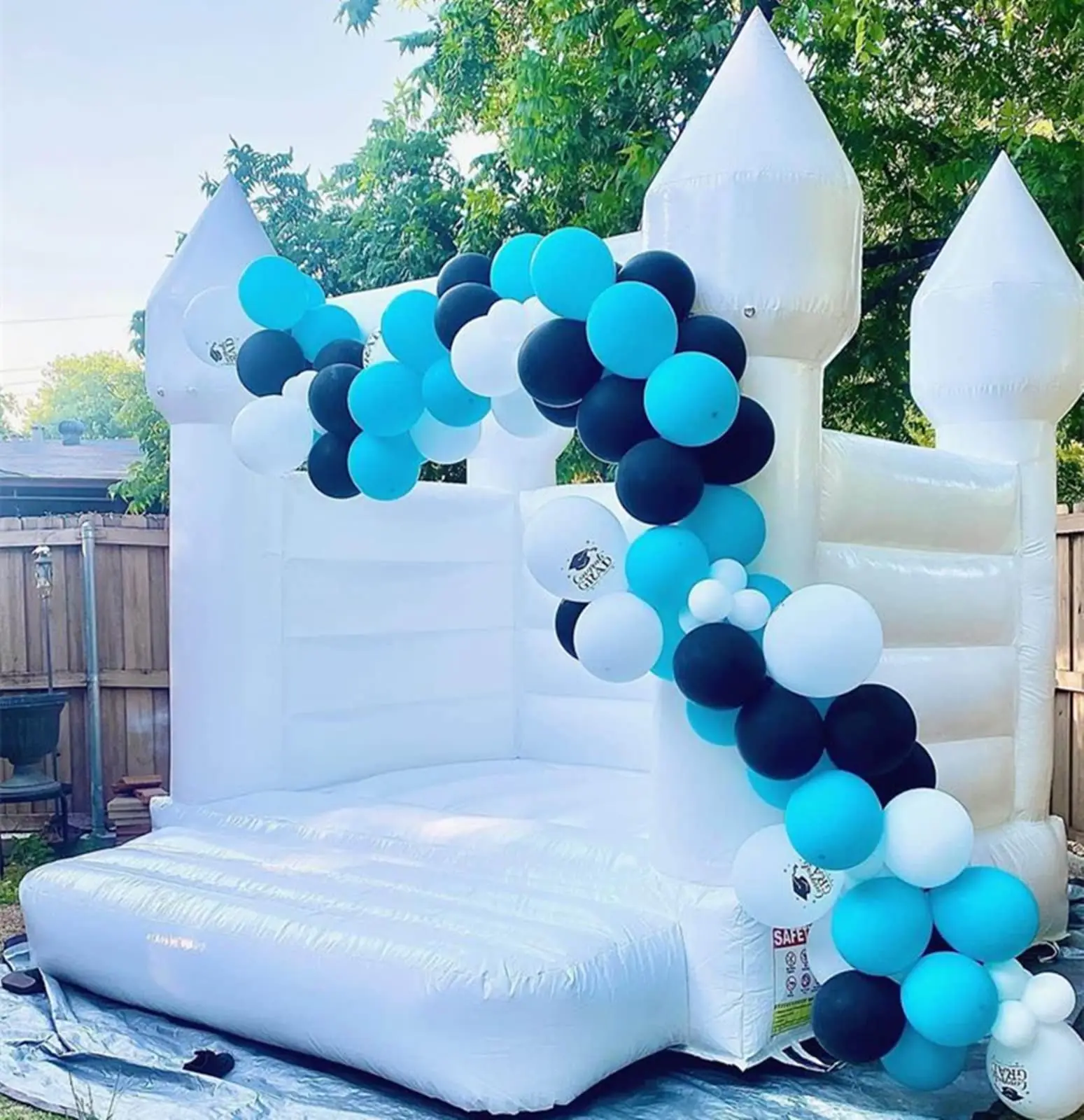 Castillo inflable blanco con soplador, casa de rebote comercial, decoración de fiesta de cumpleaños y boda, 10 a 3m