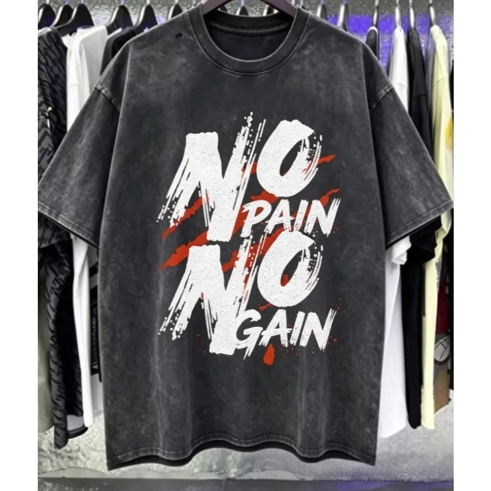 TRUST THE PROCESS Prints Washed T-Shirts Mens Oversized Cotton T Shirts Summer O-Neck Short Sleeve Tops Casual Clothes